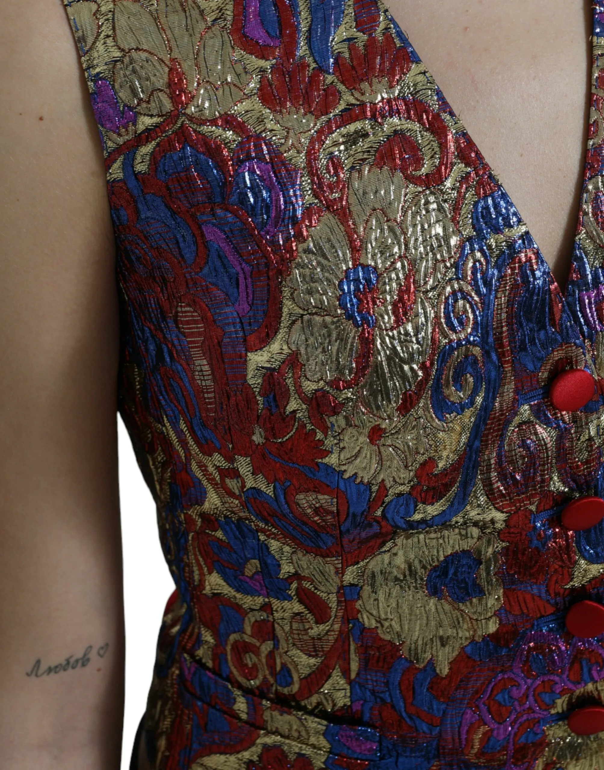 Dolce & Gabbana Women's Multicolor Floral Print Jacquard Waistcoat Vest