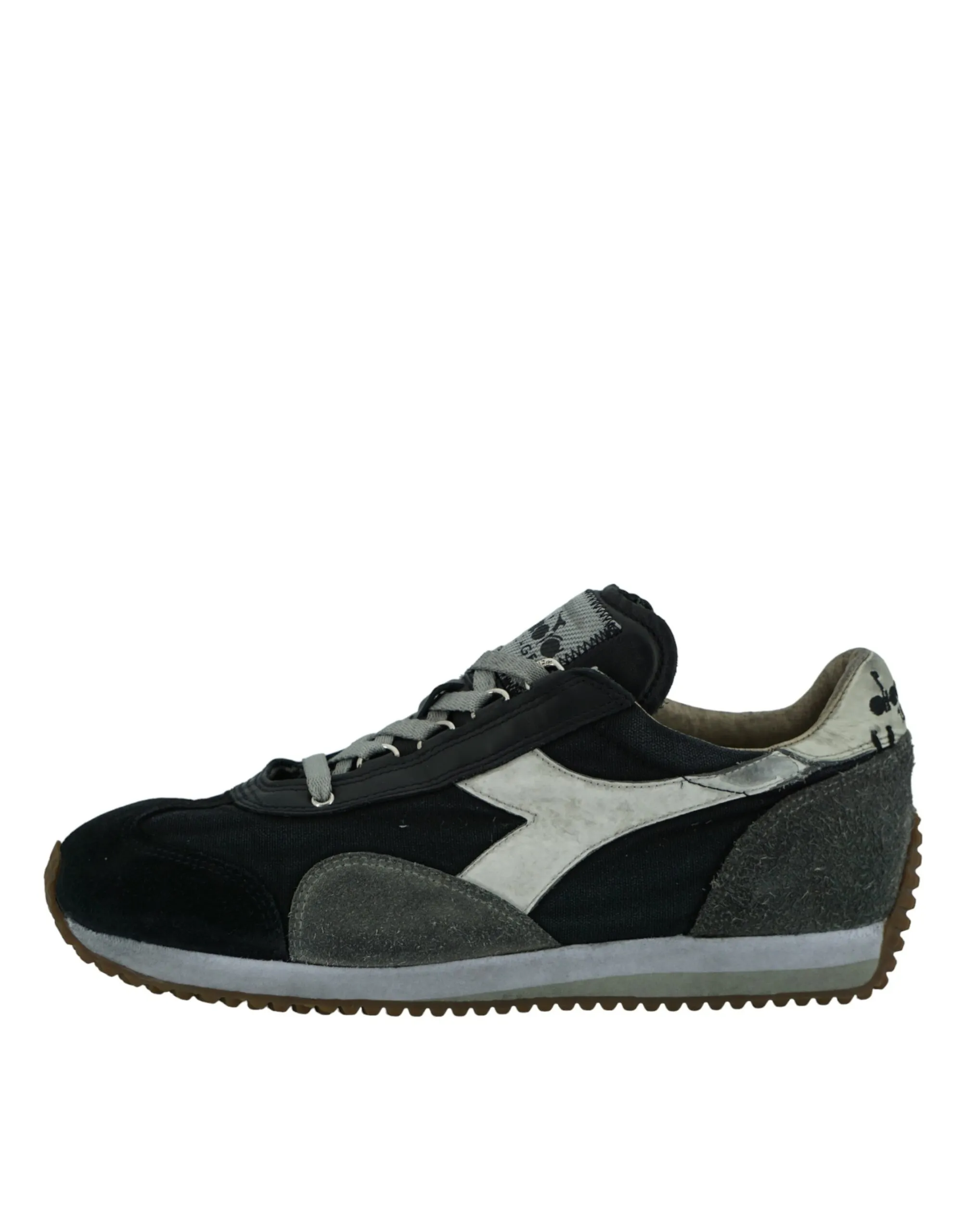 Diadora Men's Black and Gray Equipe H Dirty Stone Wash Evo Sneakers