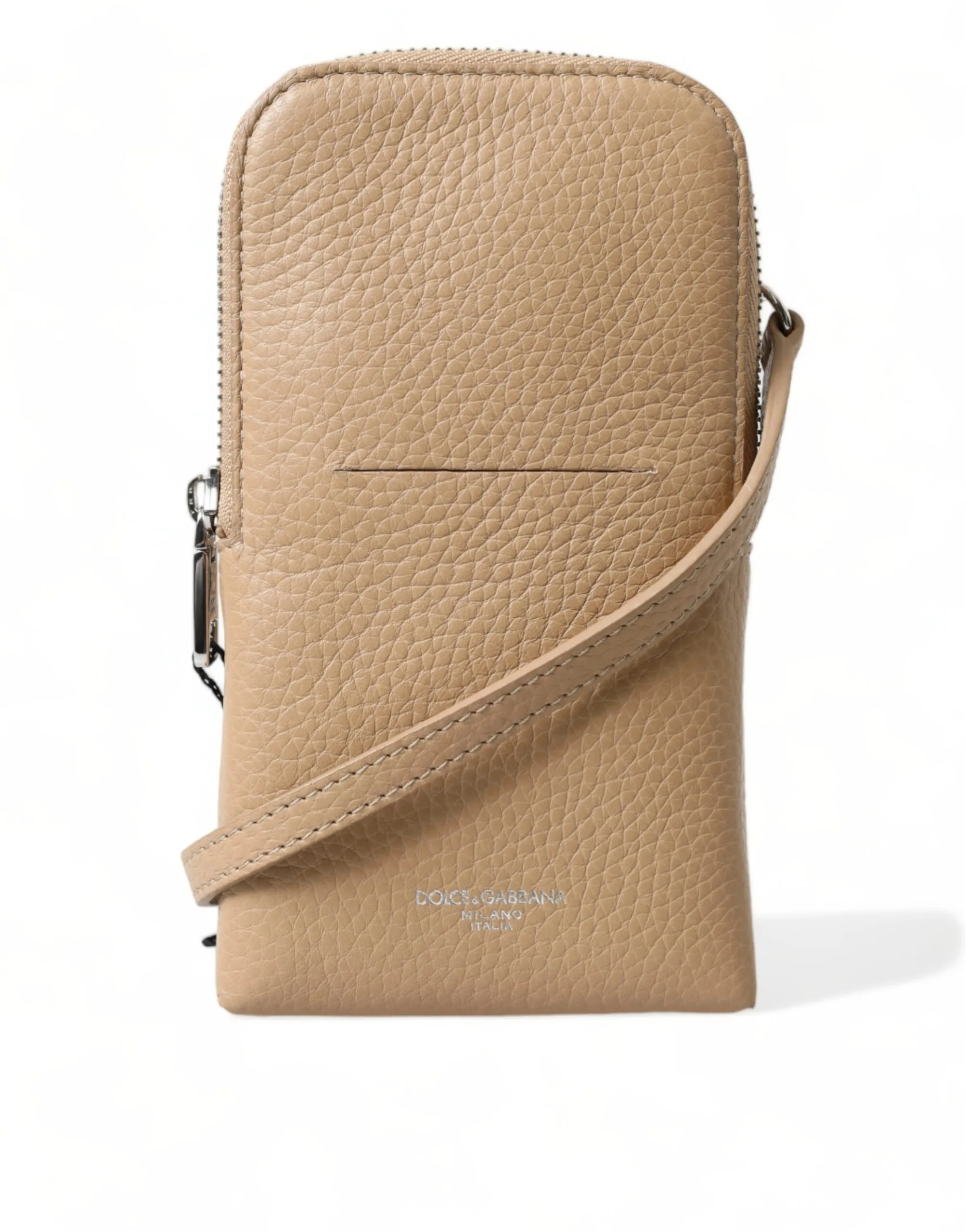 Dolce & Gabbana Women's Elegant Beige Leather Crossbody Phone Bag