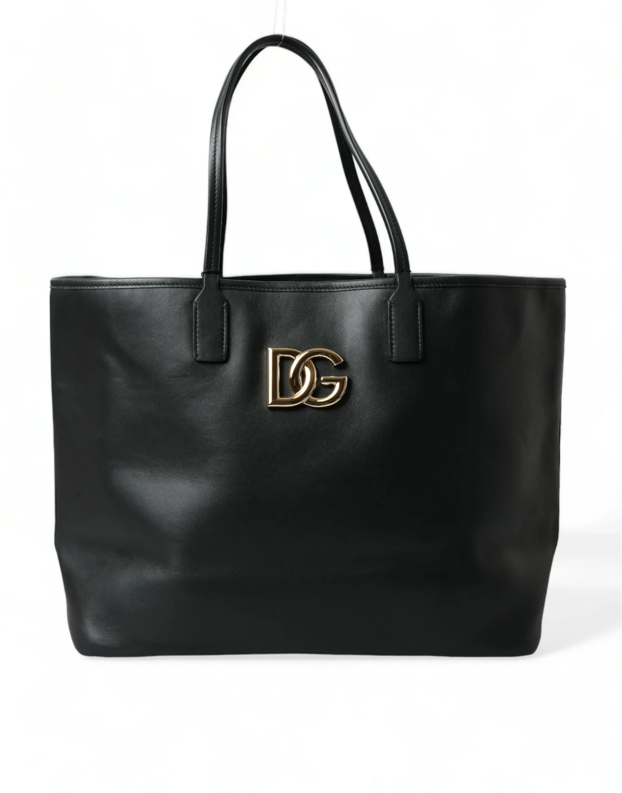 Dolce & Gabbana Women's Elegant Black Leather Tote with Gold Detailing