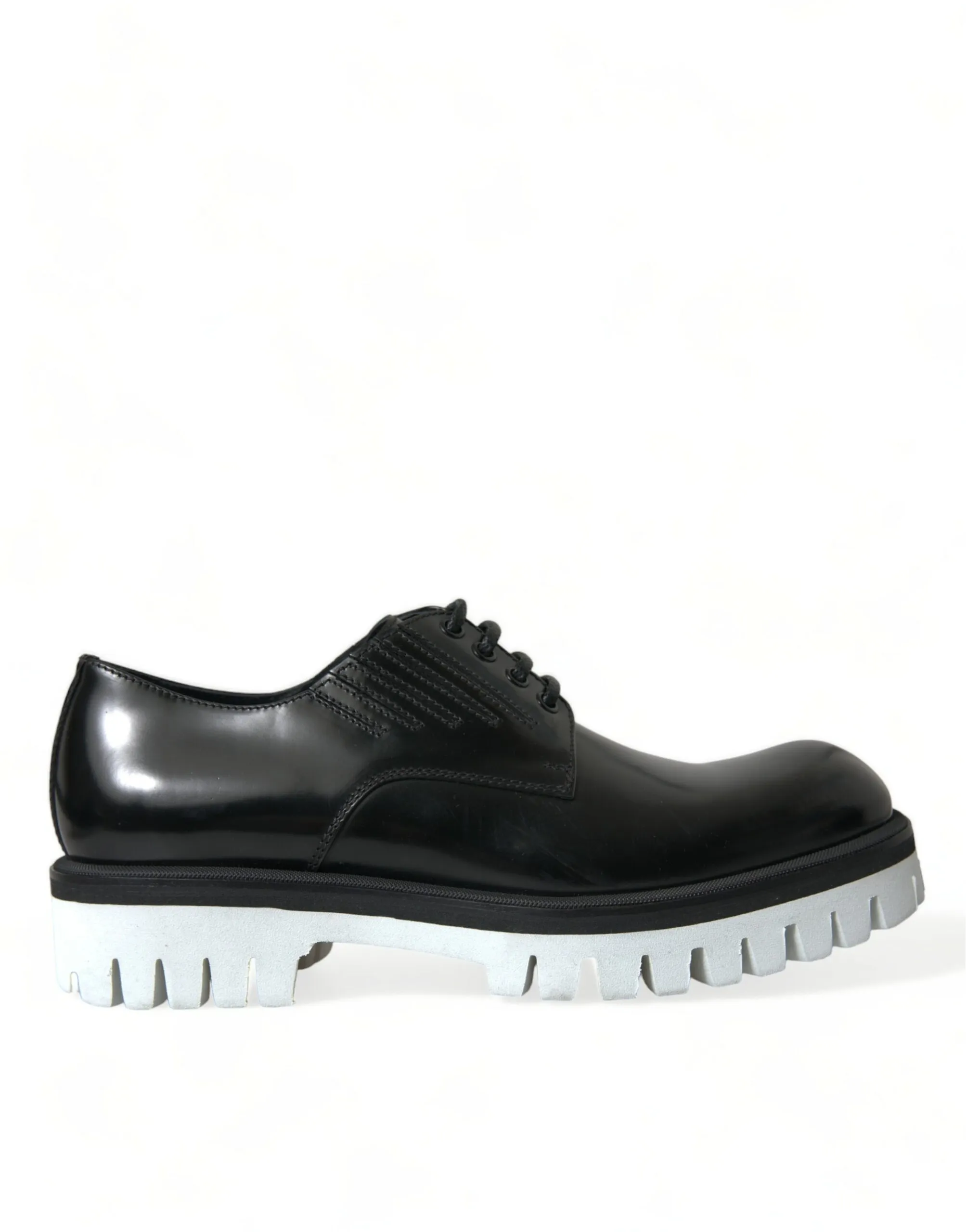 Dolce & Gabbana Men's Sophisticated Black and White Leather Derby Shoes