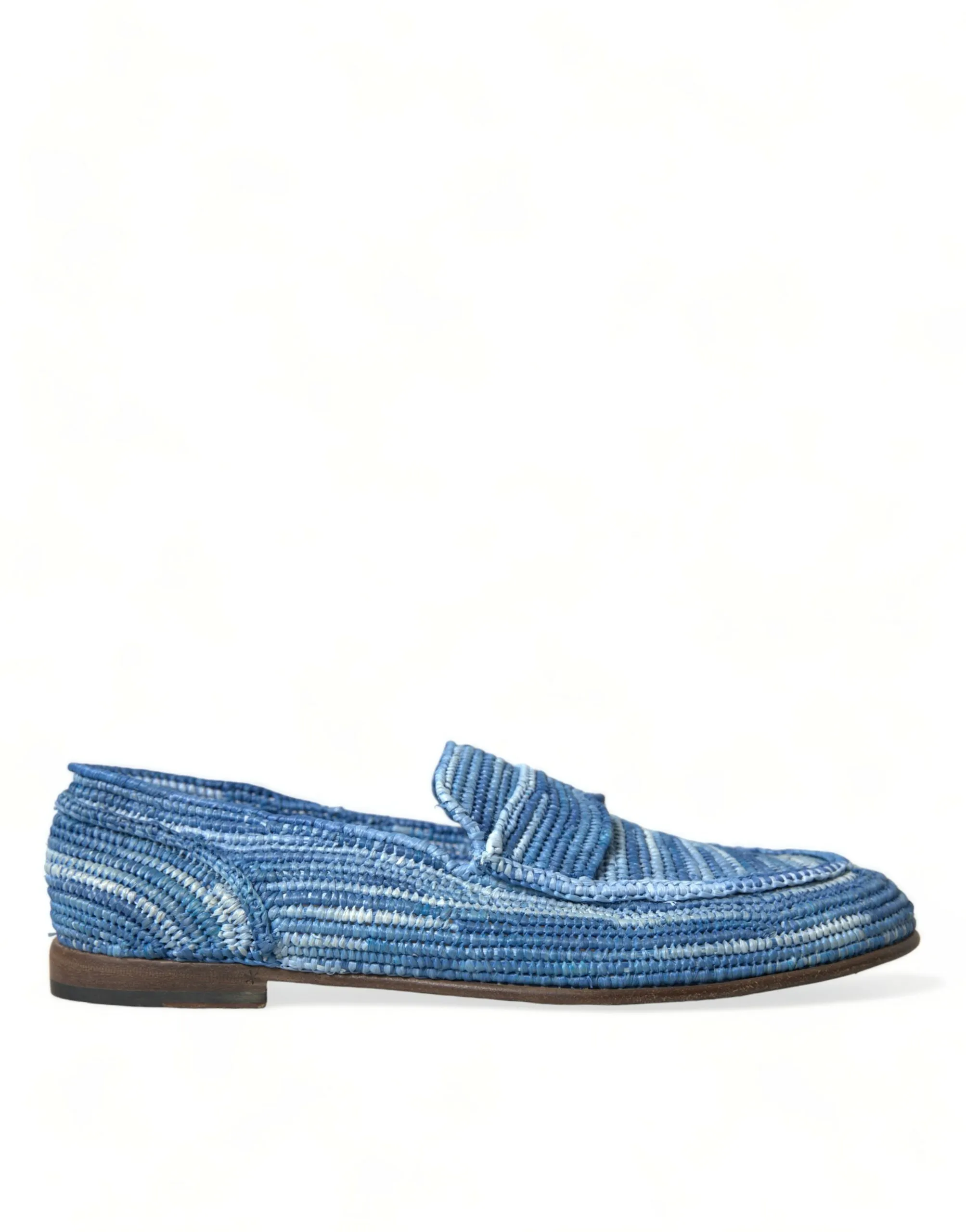Dolce & Gabbana Men's Elegant Blue Raffia Slip-On Loafers
