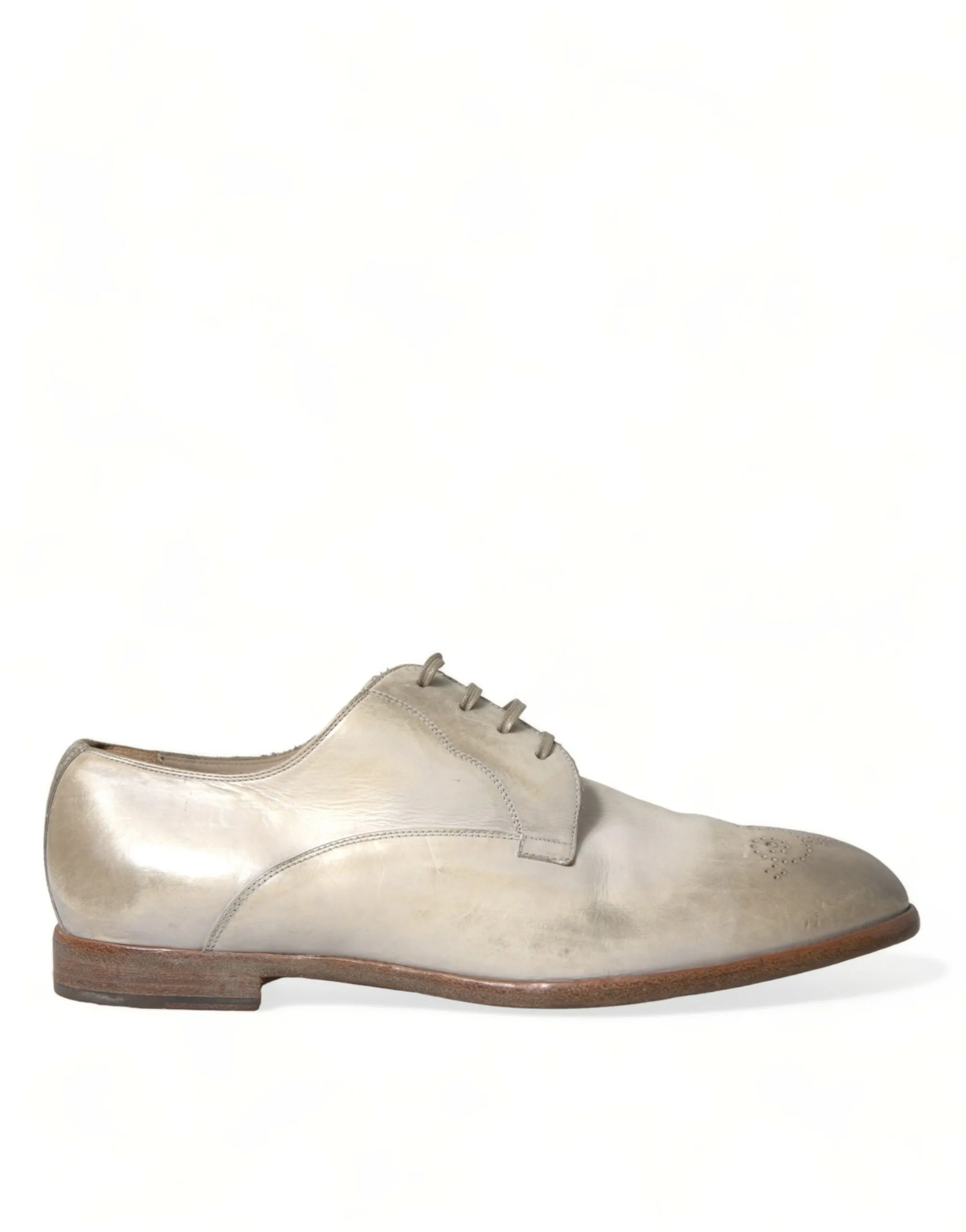 Dolce & Gabbana Men's Elegant White Calfskin Derby Shoes