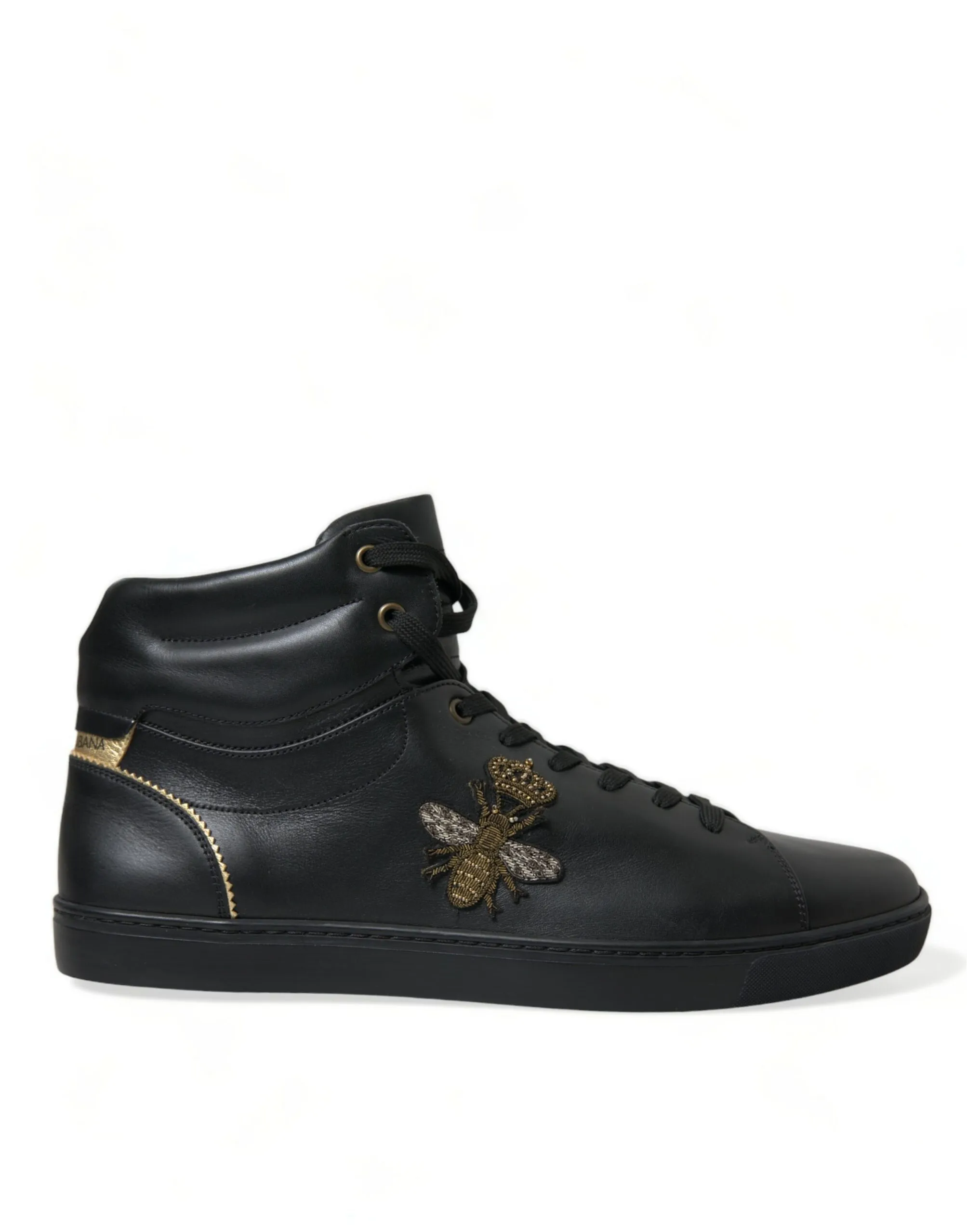 Dolce & Gabbana Men's Elegant Black Mid-Top Leather Sneakers