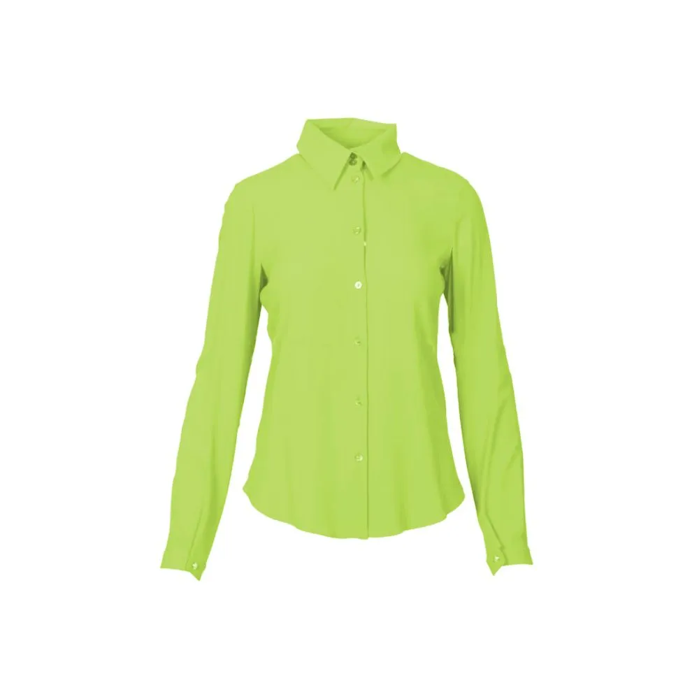 Patrizia Pepe Women's Chic Emerald Crêpe Blouse with Classic Collar