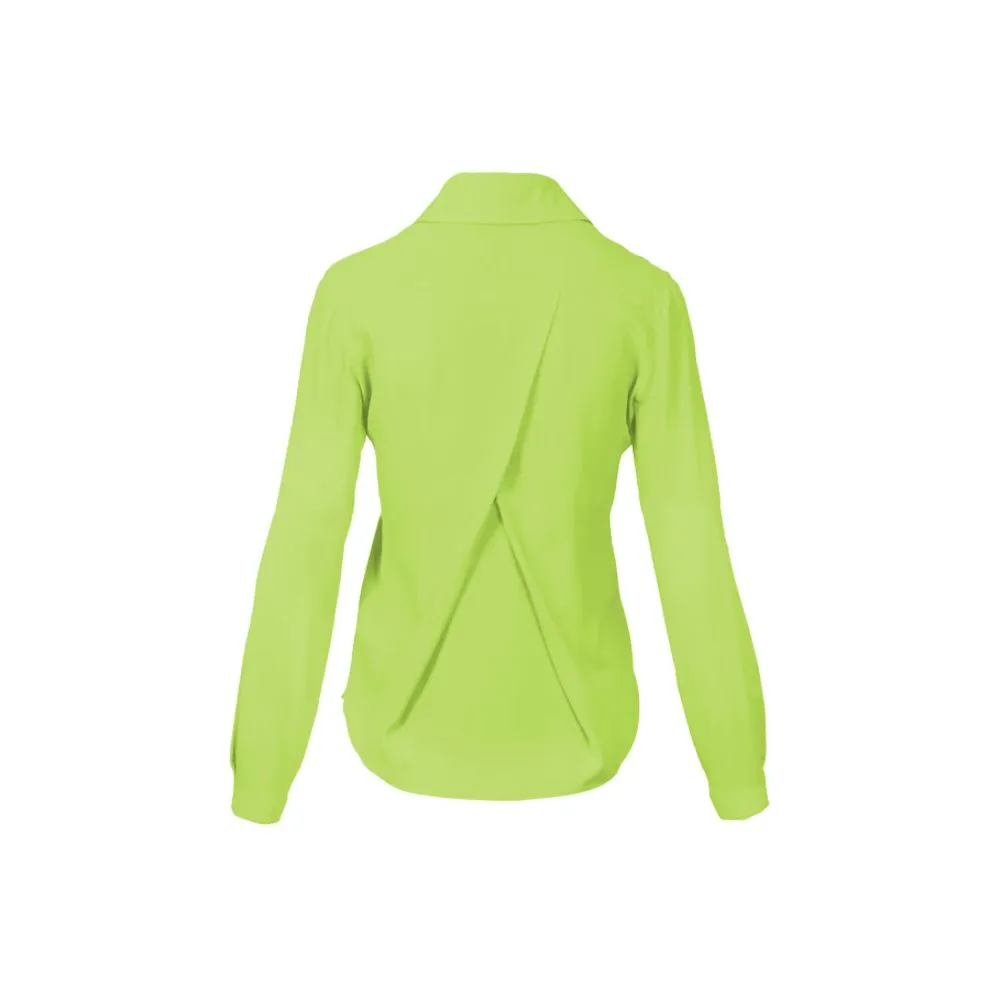 Patrizia Pepe Women's Chic Emerald Crêpe Blouse with Classic Collar