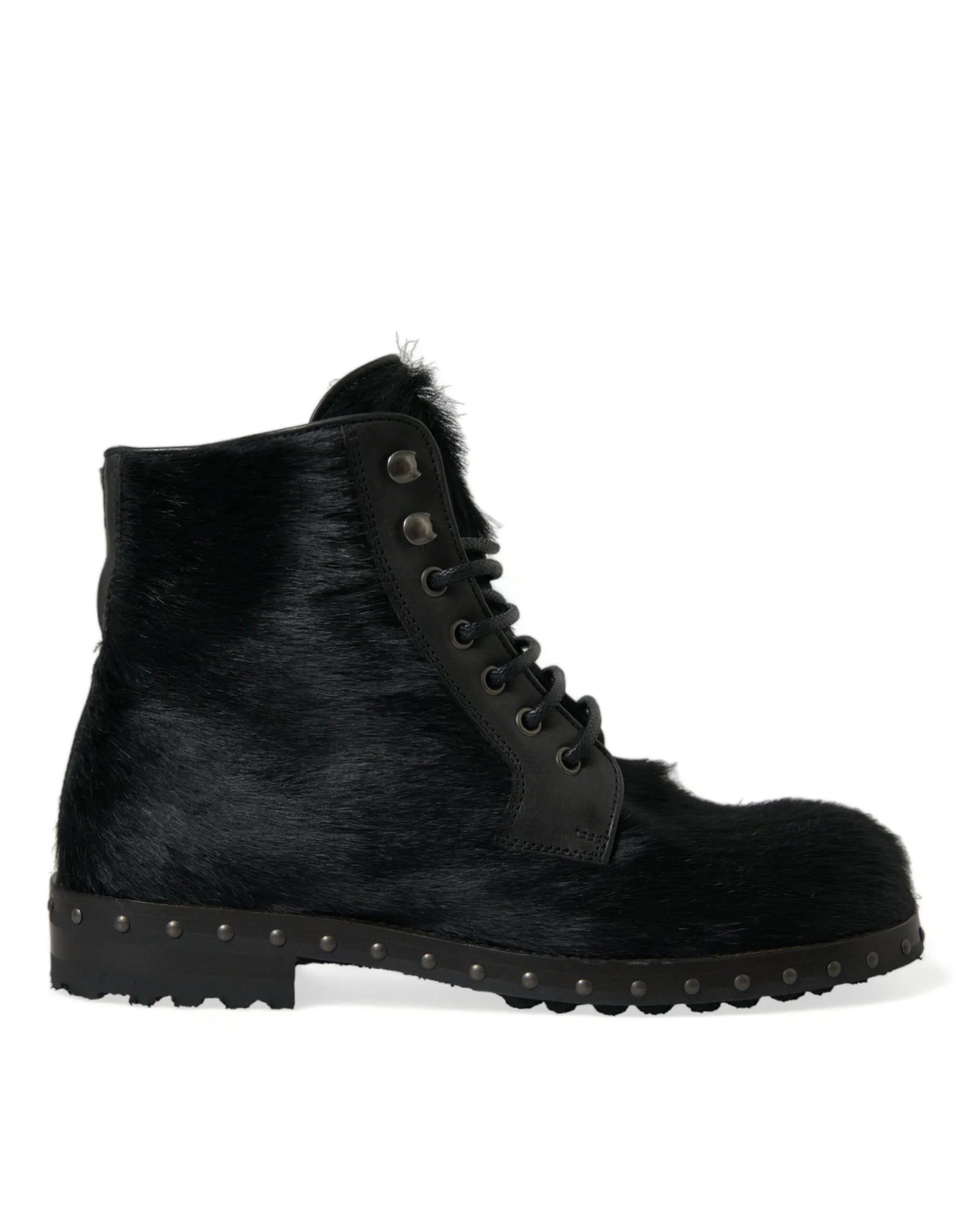 Dolce & Gabbana Men's Elegant Black Calf Leather Lace-Up Boots