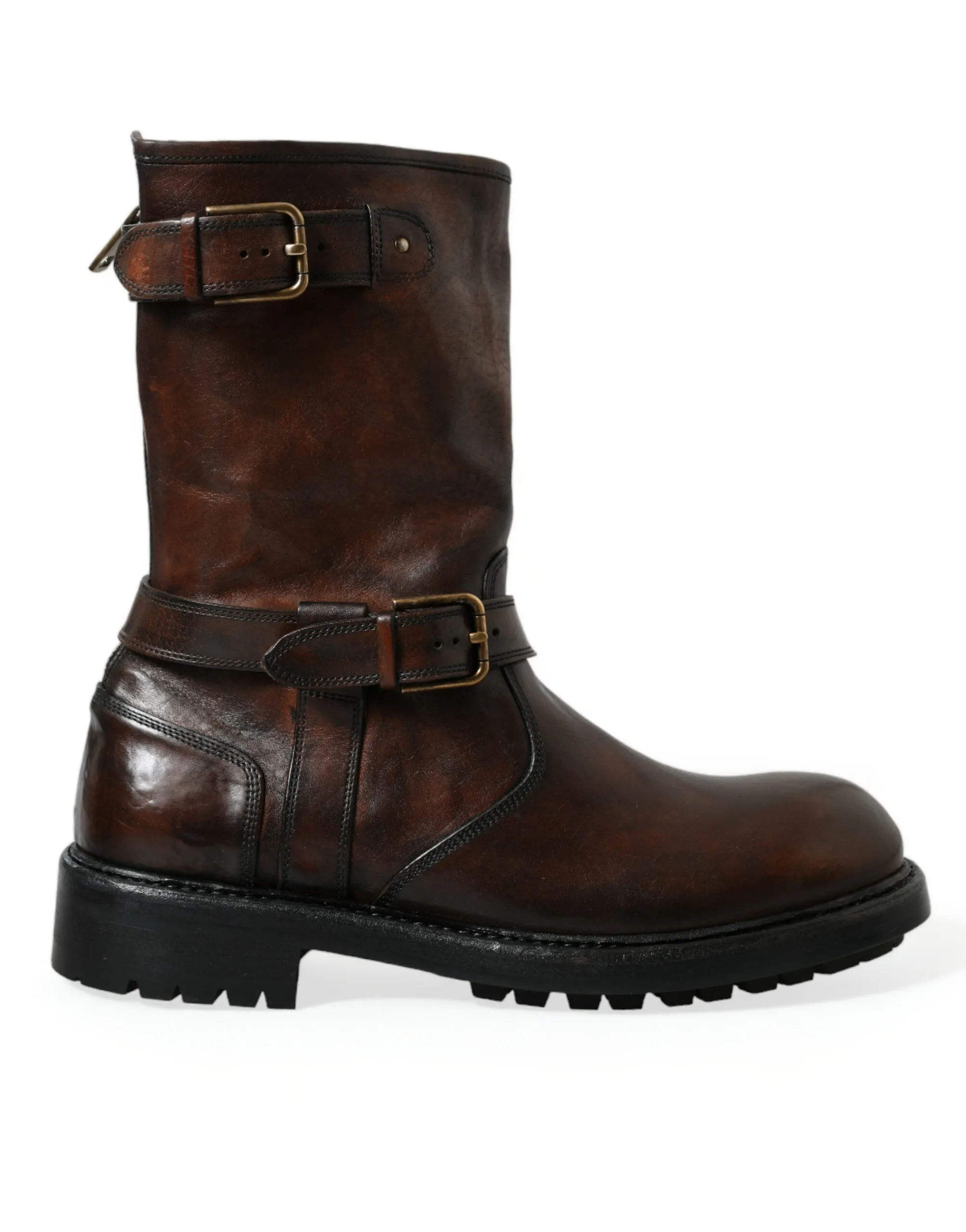 Dolce & Gabbana Men's Elegant Mid Calf Leather Boots for Men
