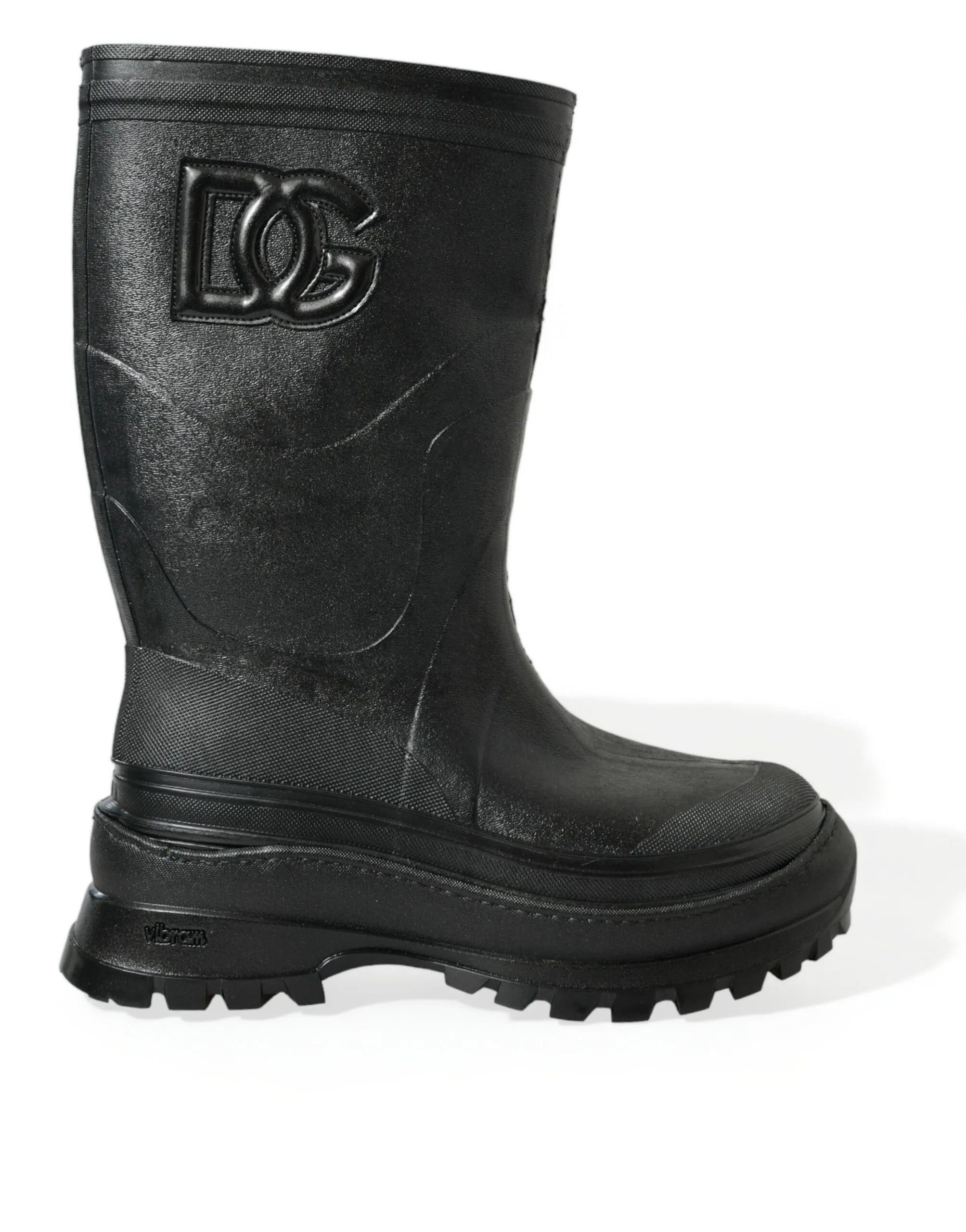 Dolce & Gabbana Men's Sleek Metallic Rubber Rain Boots with DG Logo