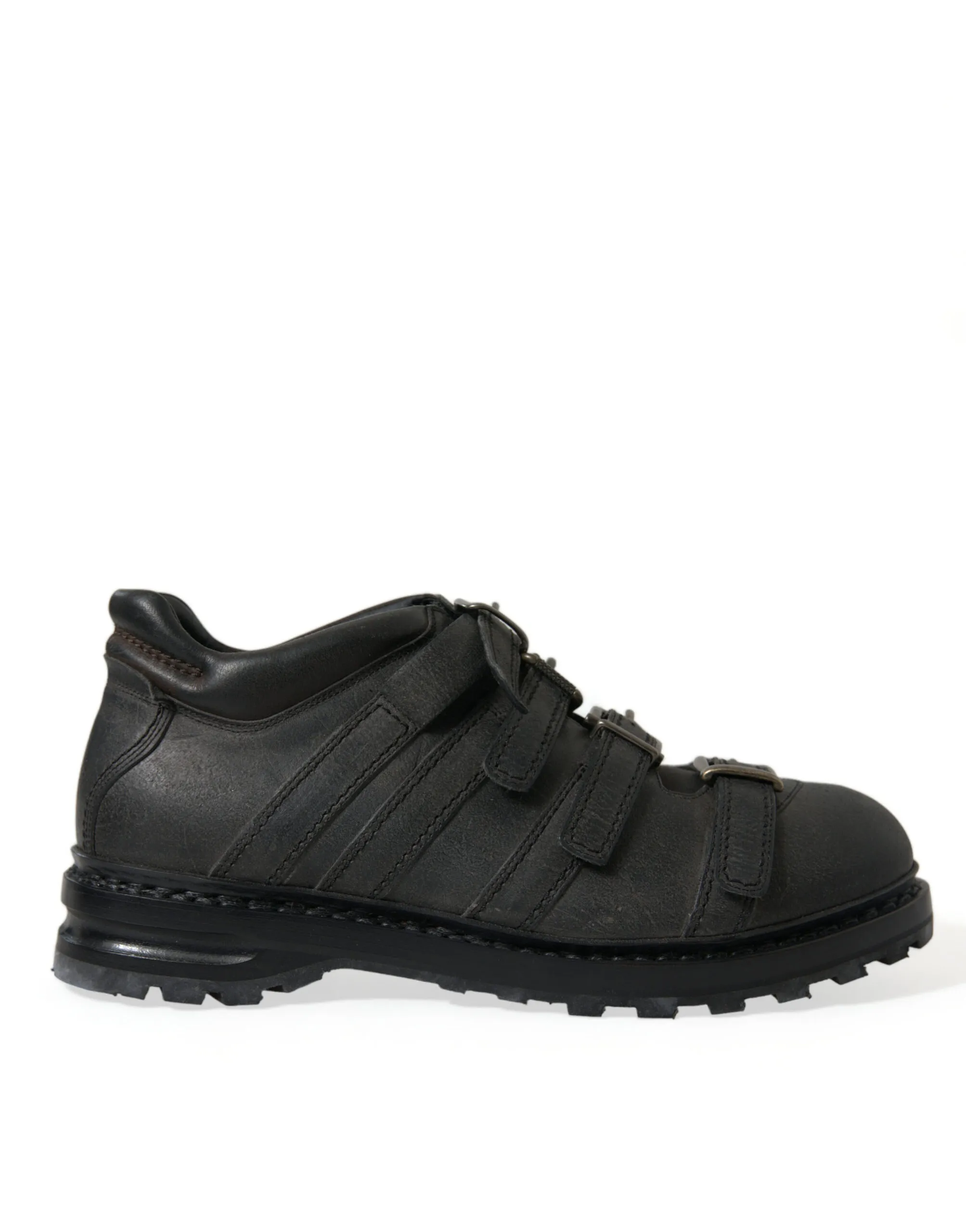 Dolce & Gabbana Men's Black Leather Ankle Strap Boots