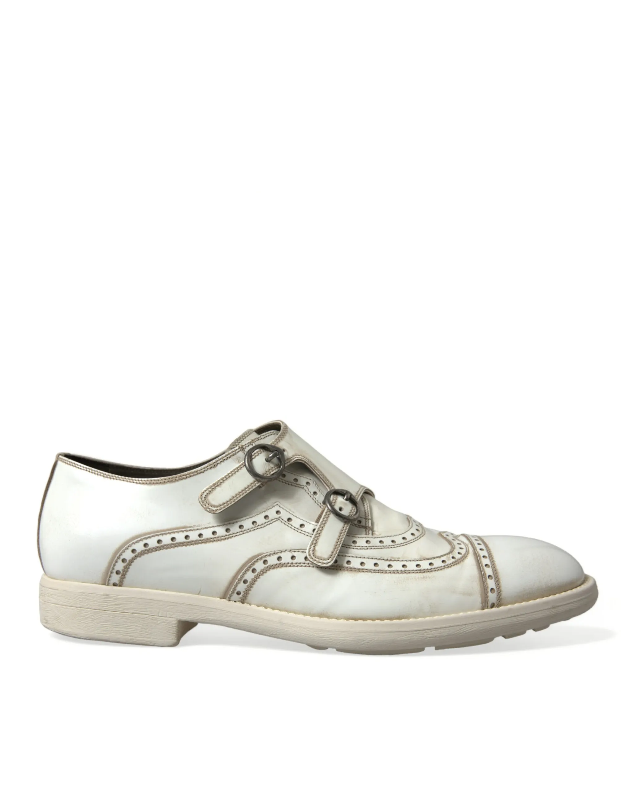 Dolce & Gabbana Men's Elegant White Leather Derby Dress Shoes
