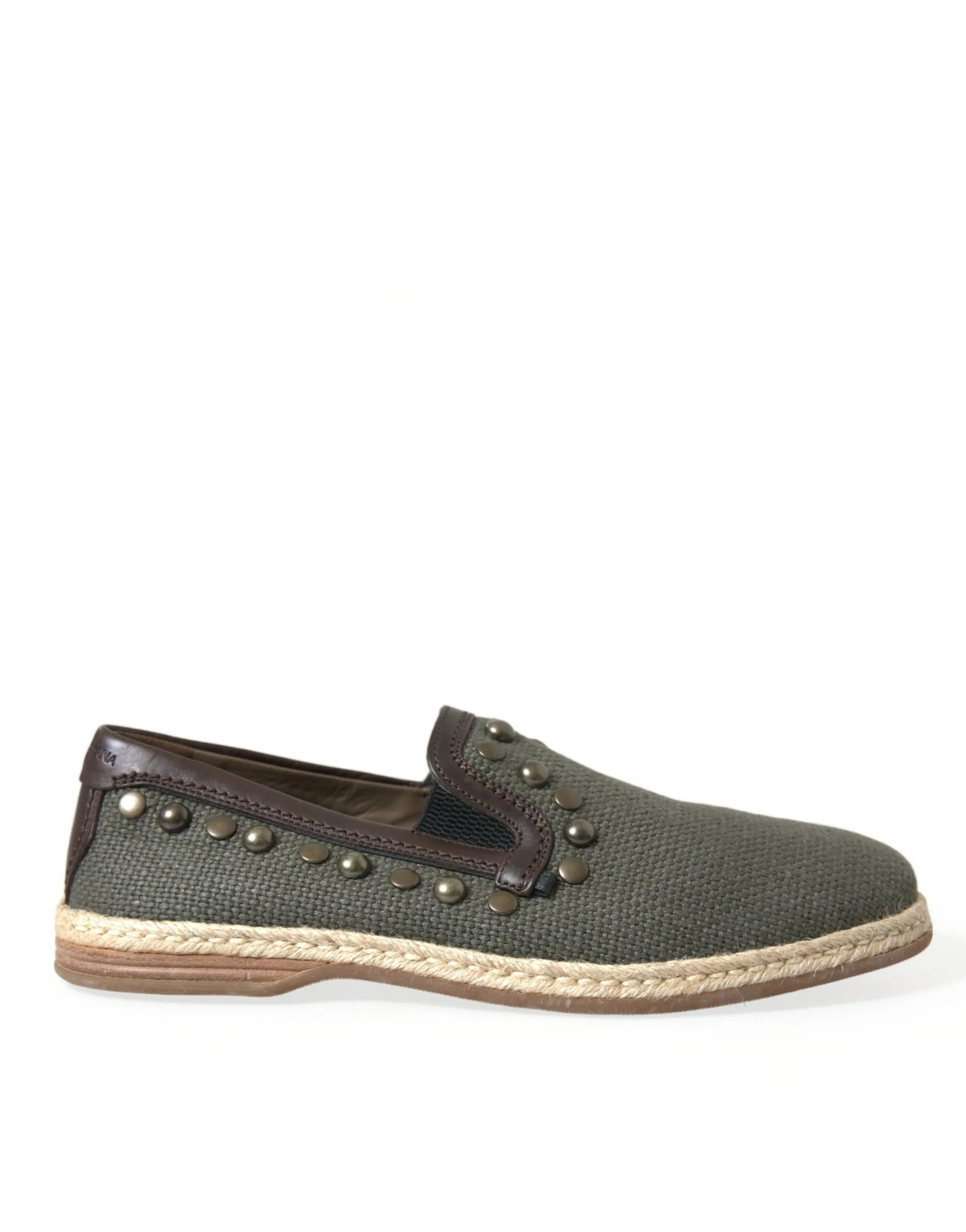Dolce & Gabbana Men's Studded Canvas Loafer Slipper Shoes