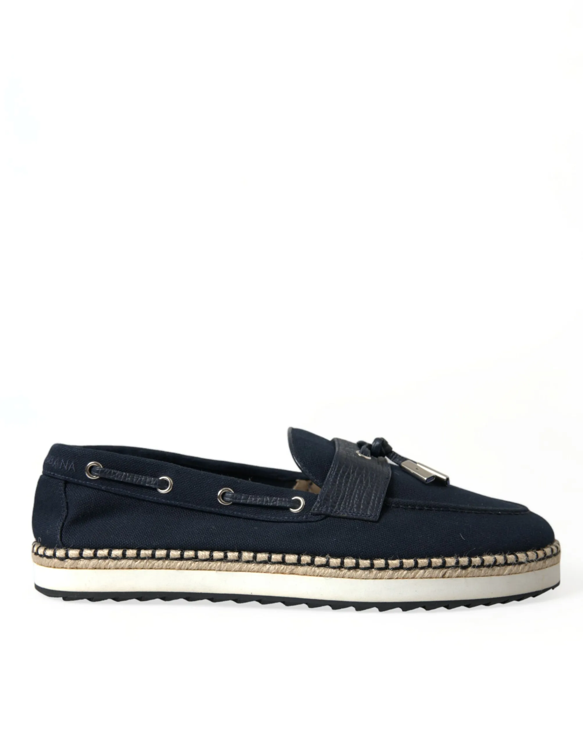 Dolce & Gabbana Men's Elegant Navy Blue Fabric Loafers
