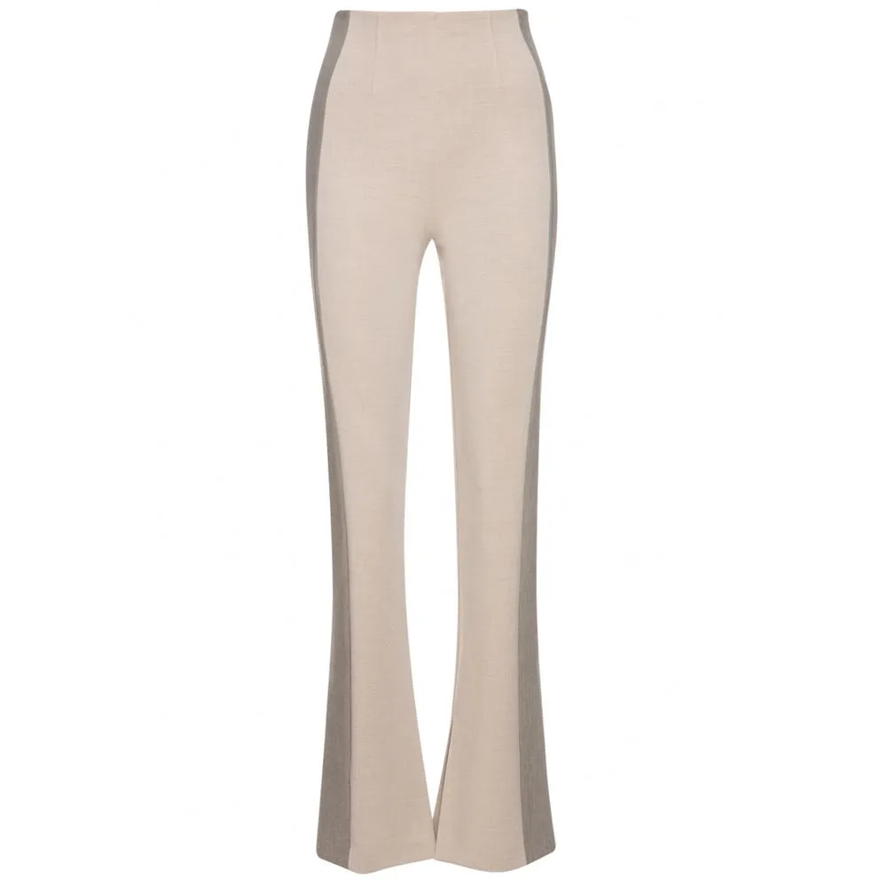 Patrizia Pepe Women's Chic Beige Slim Fit Trousers with Side Bands