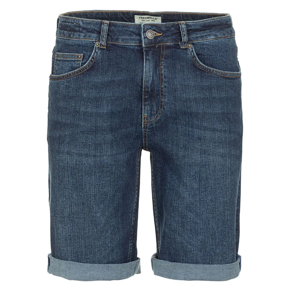 Fred Mello Men's Chic Dark Blue Denim Bermuda Shorts
