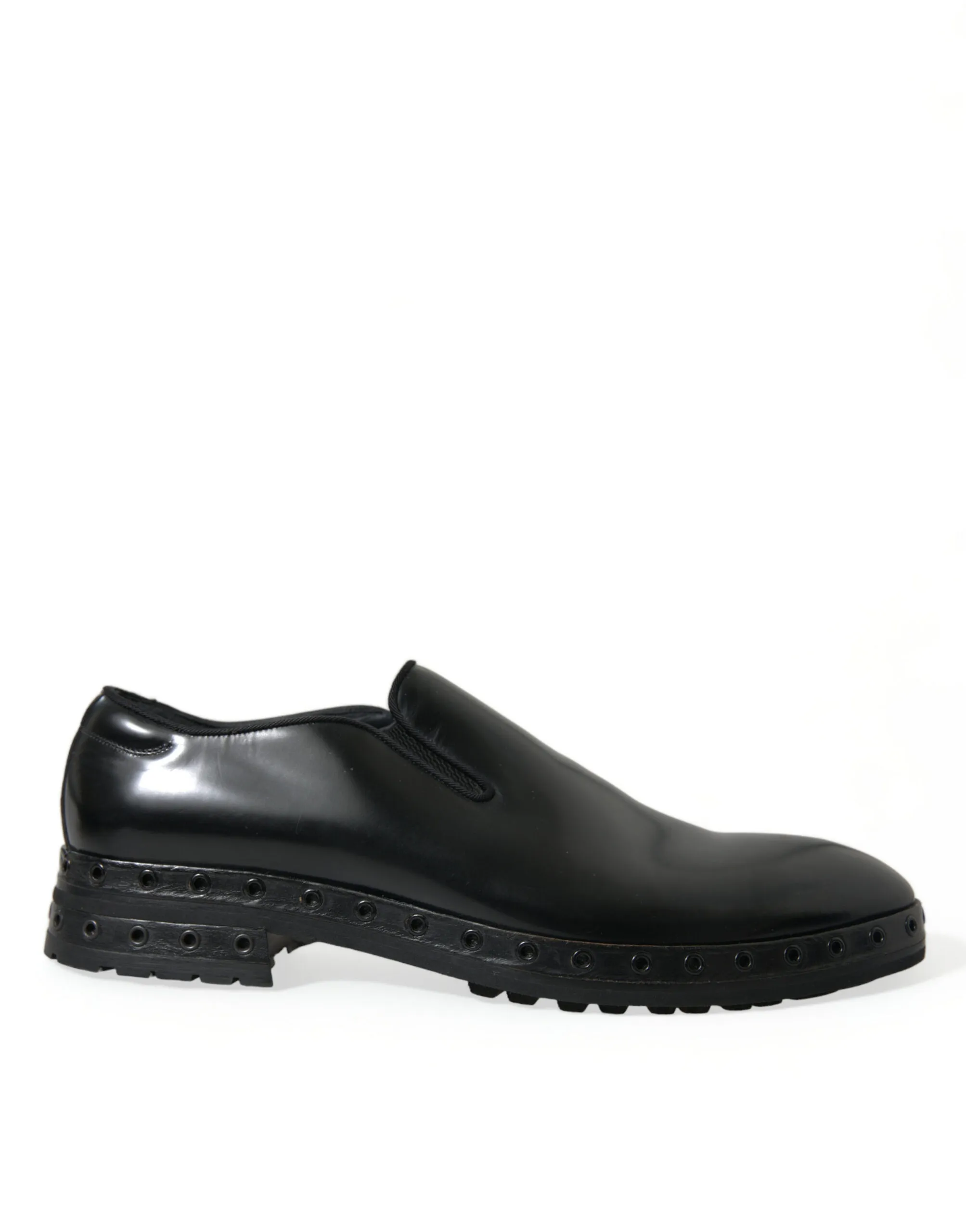 Dolce & Gabbana Men's Elegant Black Leather Studded Loafers