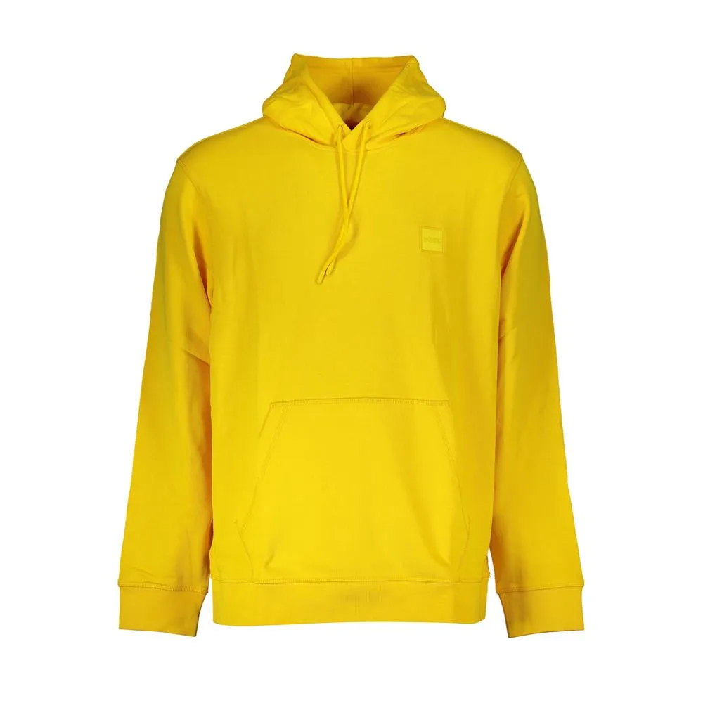 Hugo Boss Men's Yellow Cotton Men's Hooded Sweater
