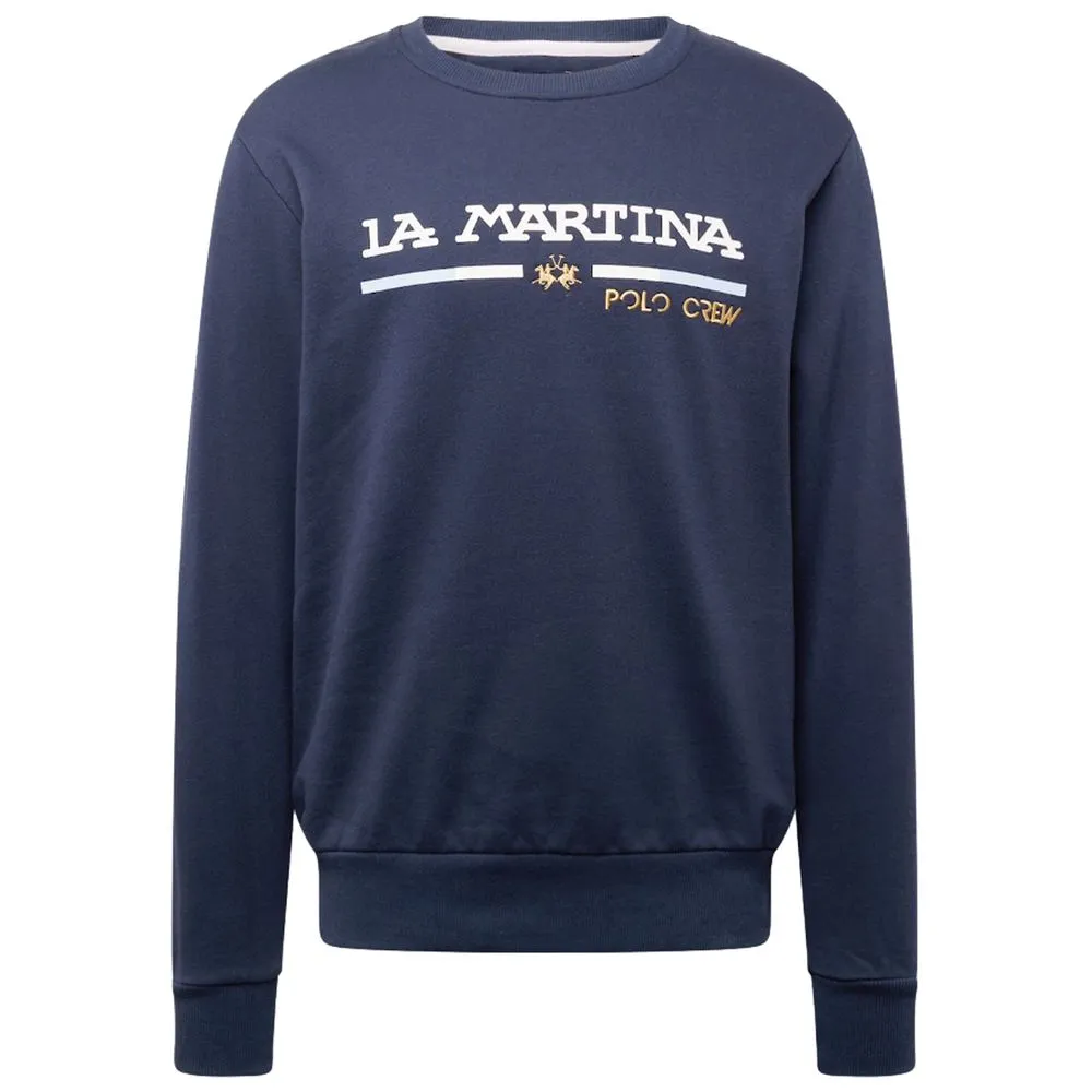 La Martina Men's Elegant Cotton Crewneck Sweater with Logo