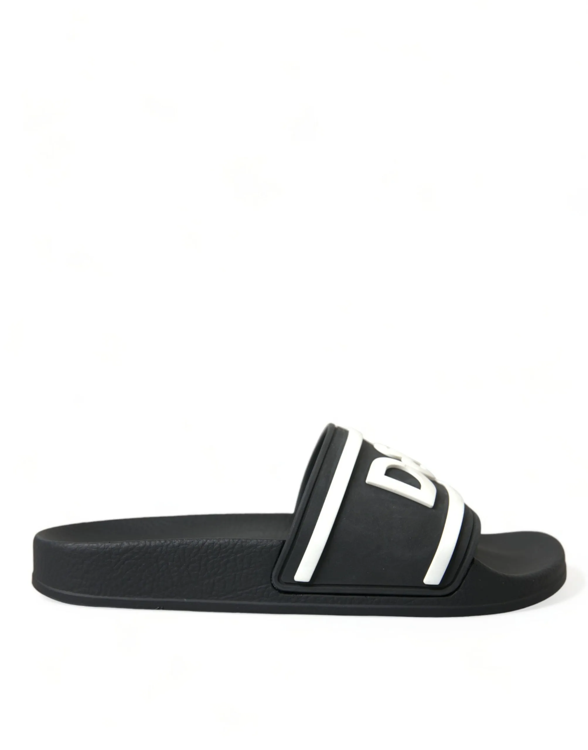 Dolce & Gabbana Women's Chic Logo-Embossed Black Slides for Elegant Comfort