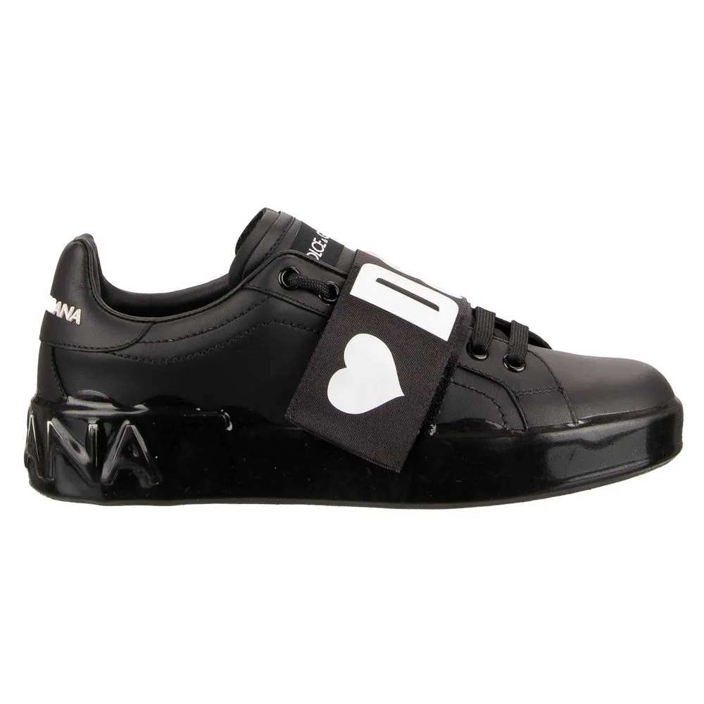 Dolce & Gabbana Women's Chic Black Strap Leather Sneakers