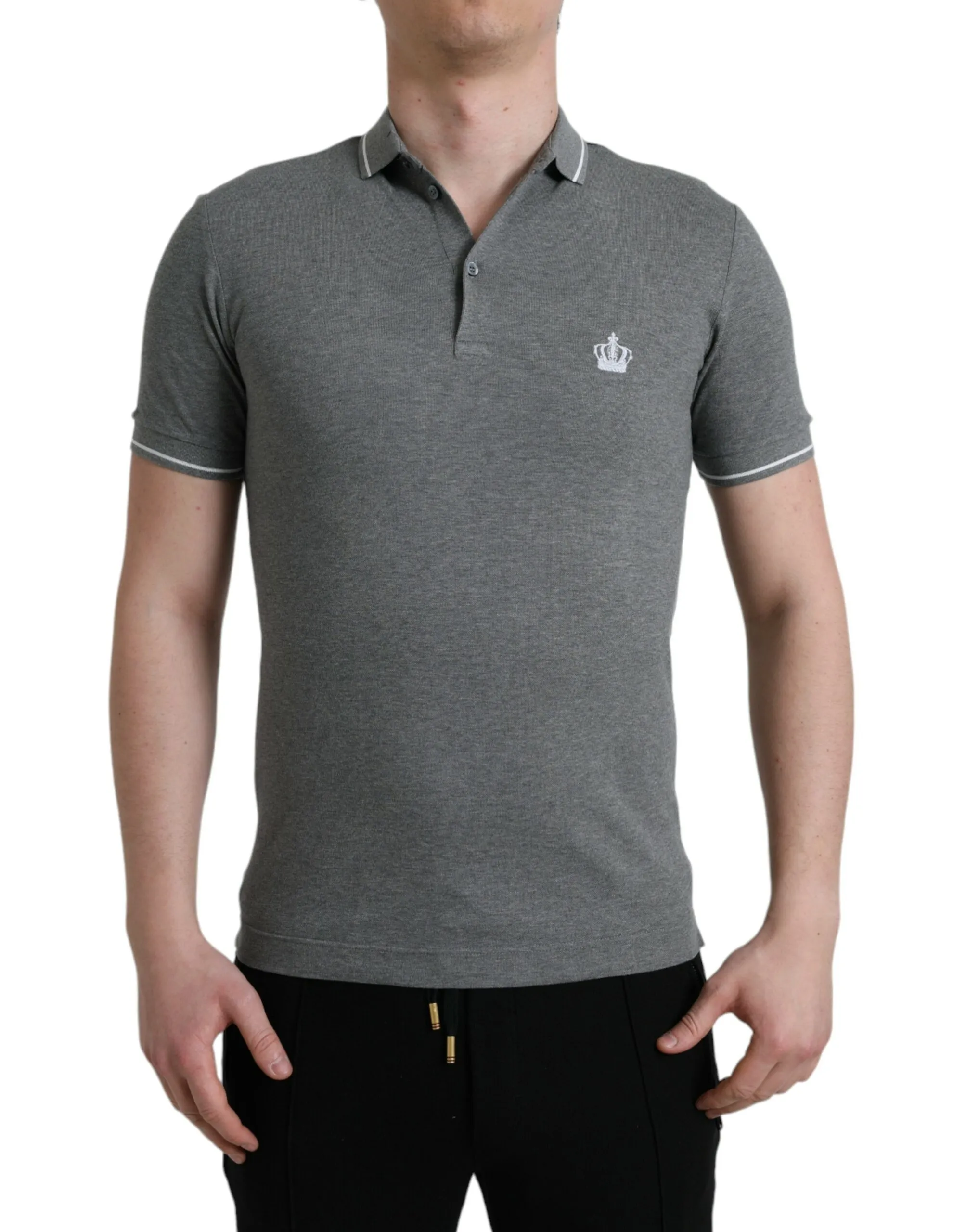 Dolce & Gabbana Men's Elegant Grey Cotton Polo T-Shirt