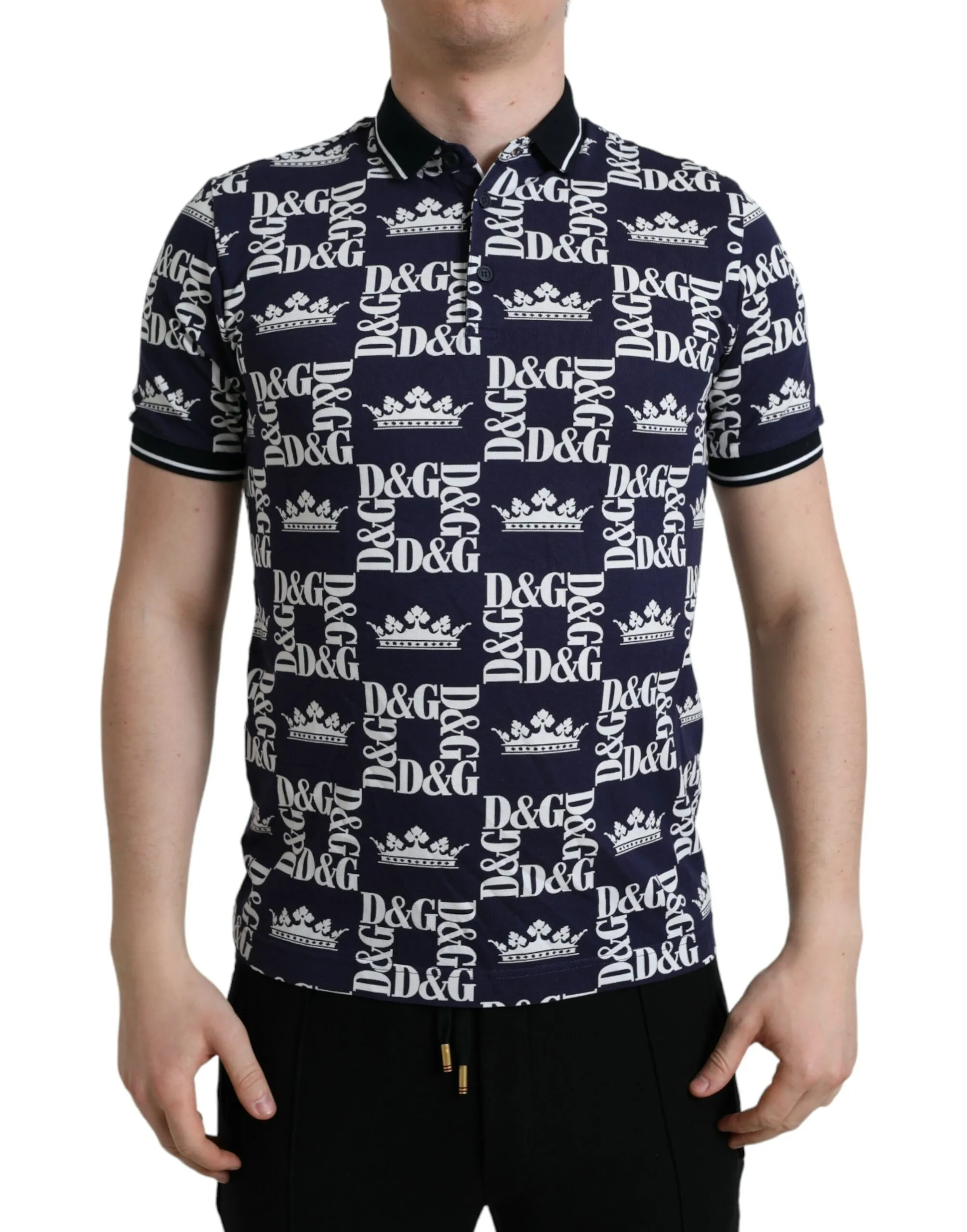 Dolce & Gabbana Men's Elegant Blue Cotton Polo Tee