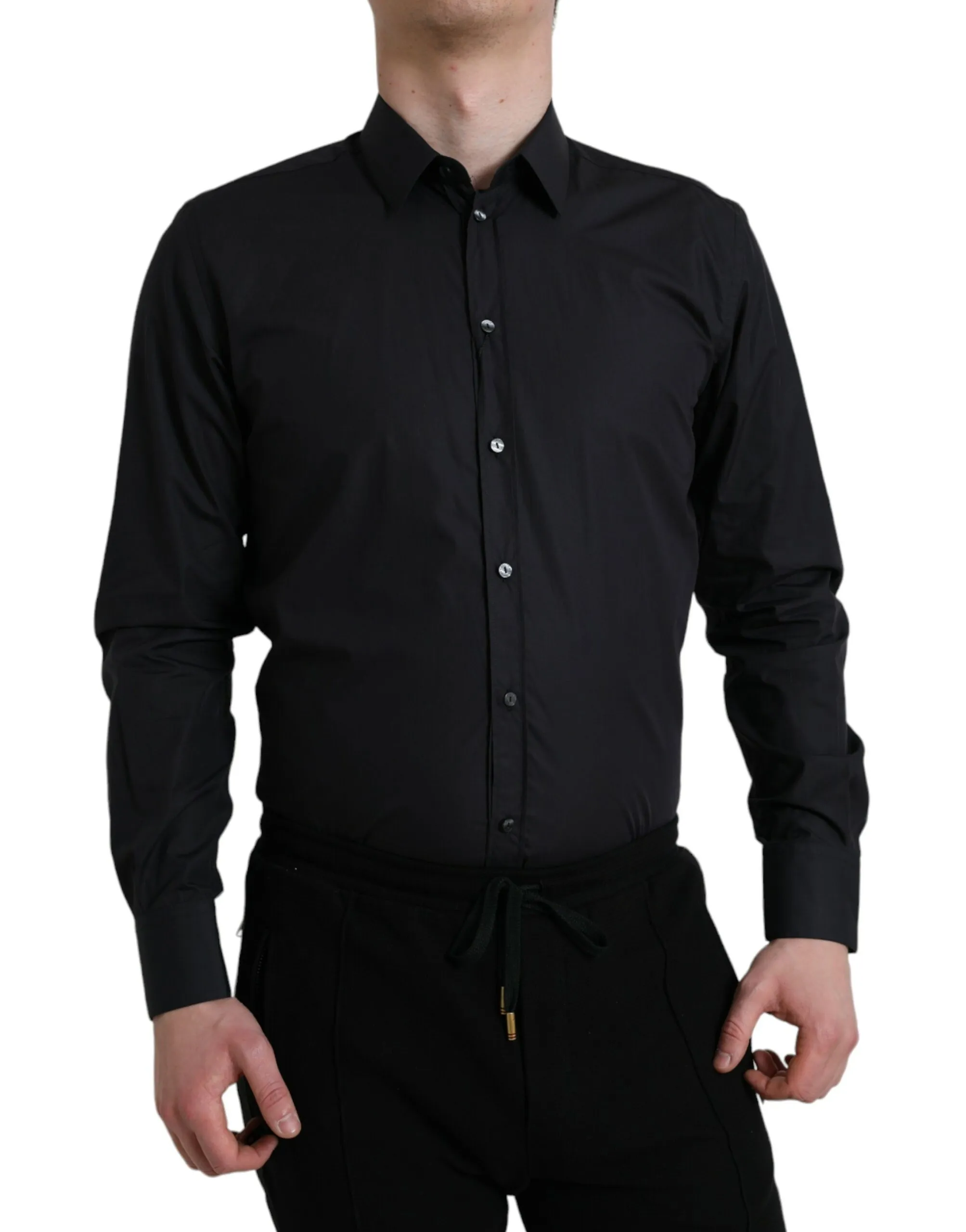 Dolce & Gabbana Men's Elegant Navy Blue Slim Fit Dress Shirt
