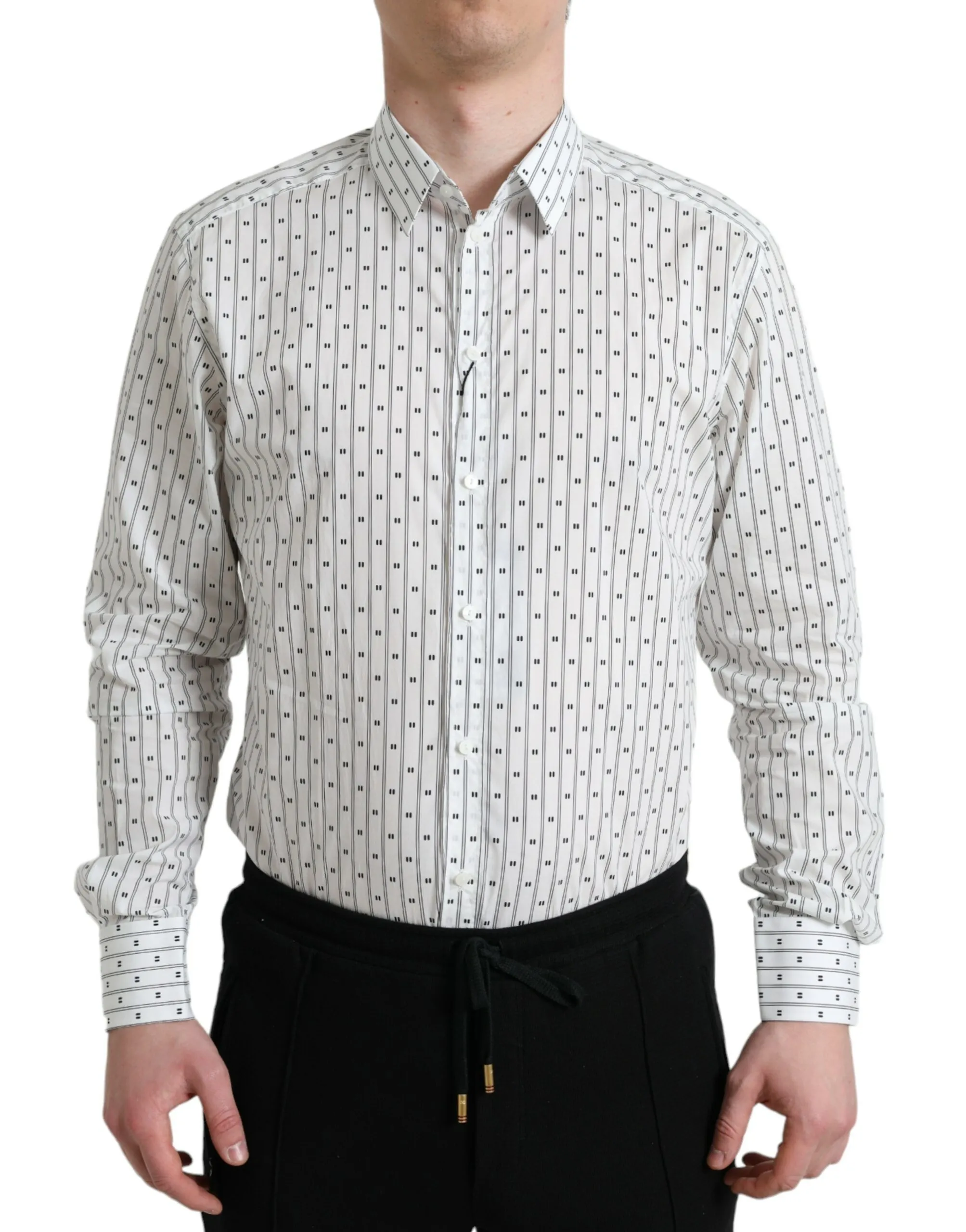 Dolce & Gabbana Men's Elegant White Cotton Slim Fit Dress Shirt