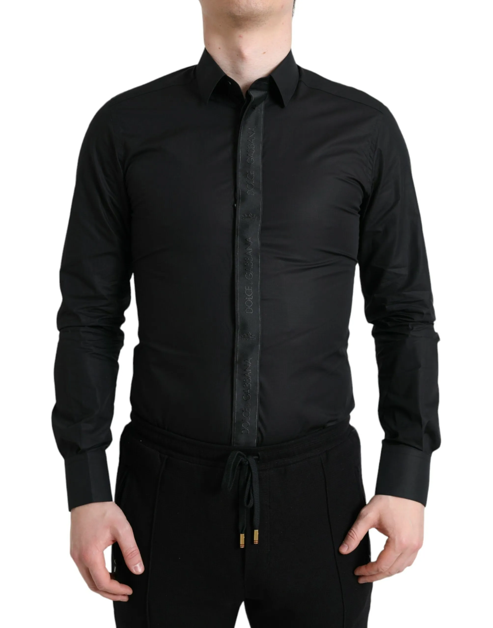 Dolce & Gabbana Men's Elegant Black Slim Fit Dress Shirt