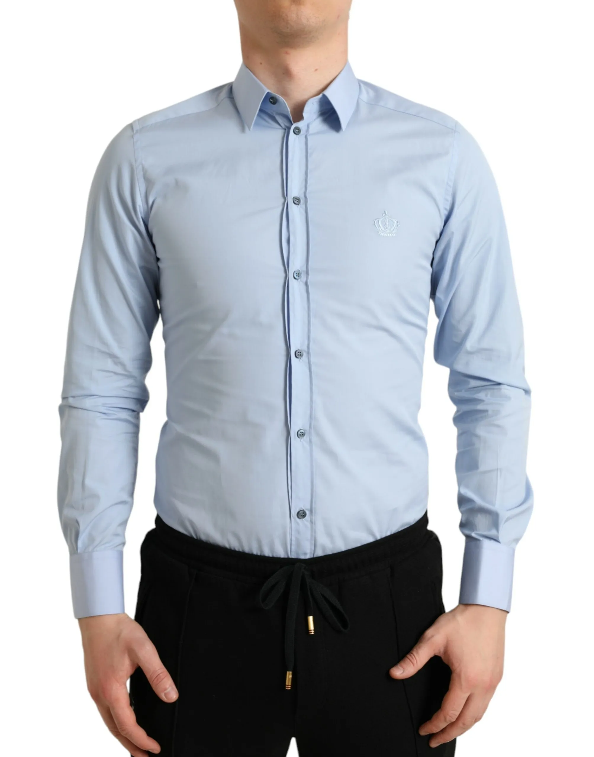 Dolce & Gabbana Men's Elegant Slim Fit Sky Blue Dress Shirt