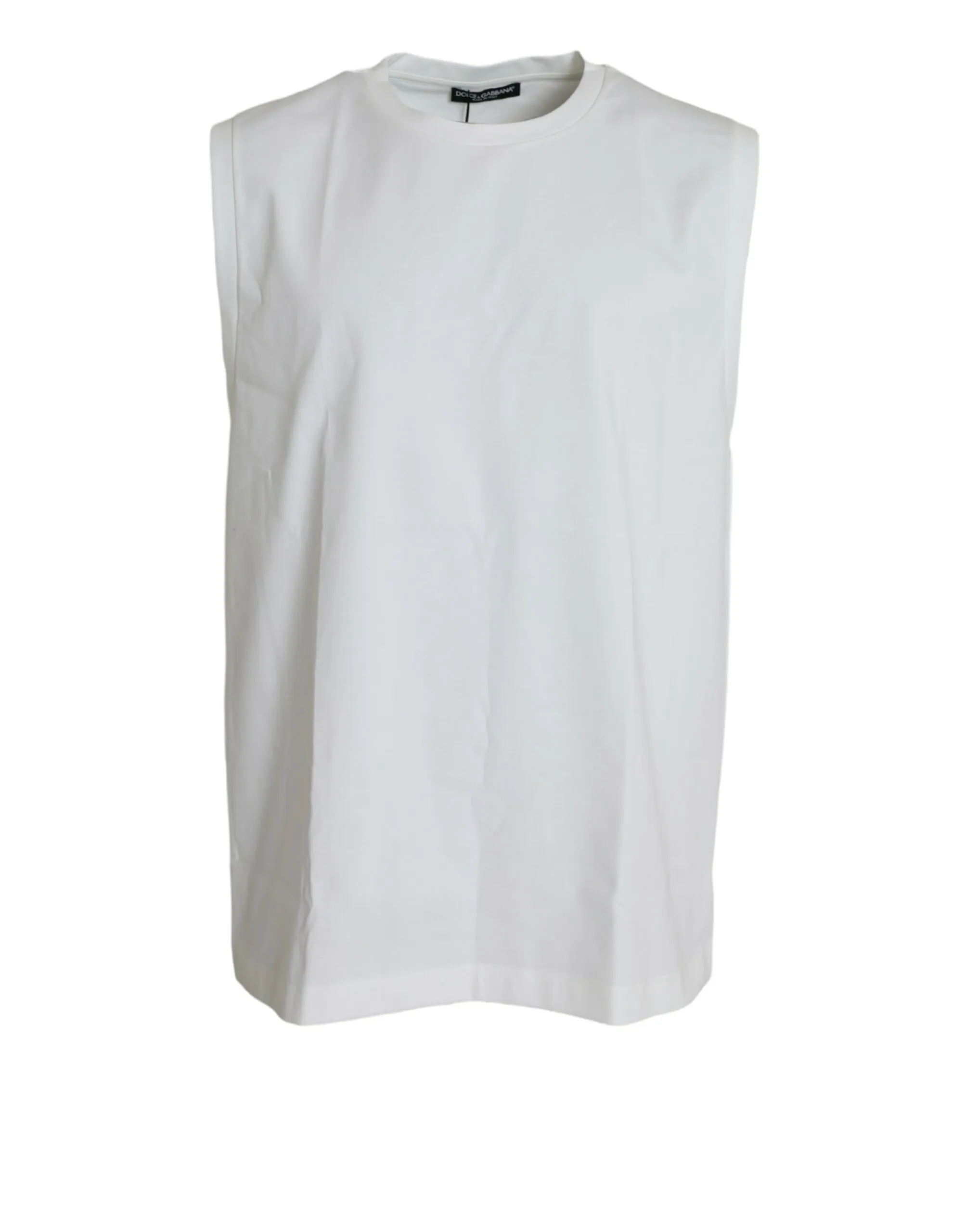 Dolce & Gabbana Men's Elegant White Sleeveless Crew Neck Tank