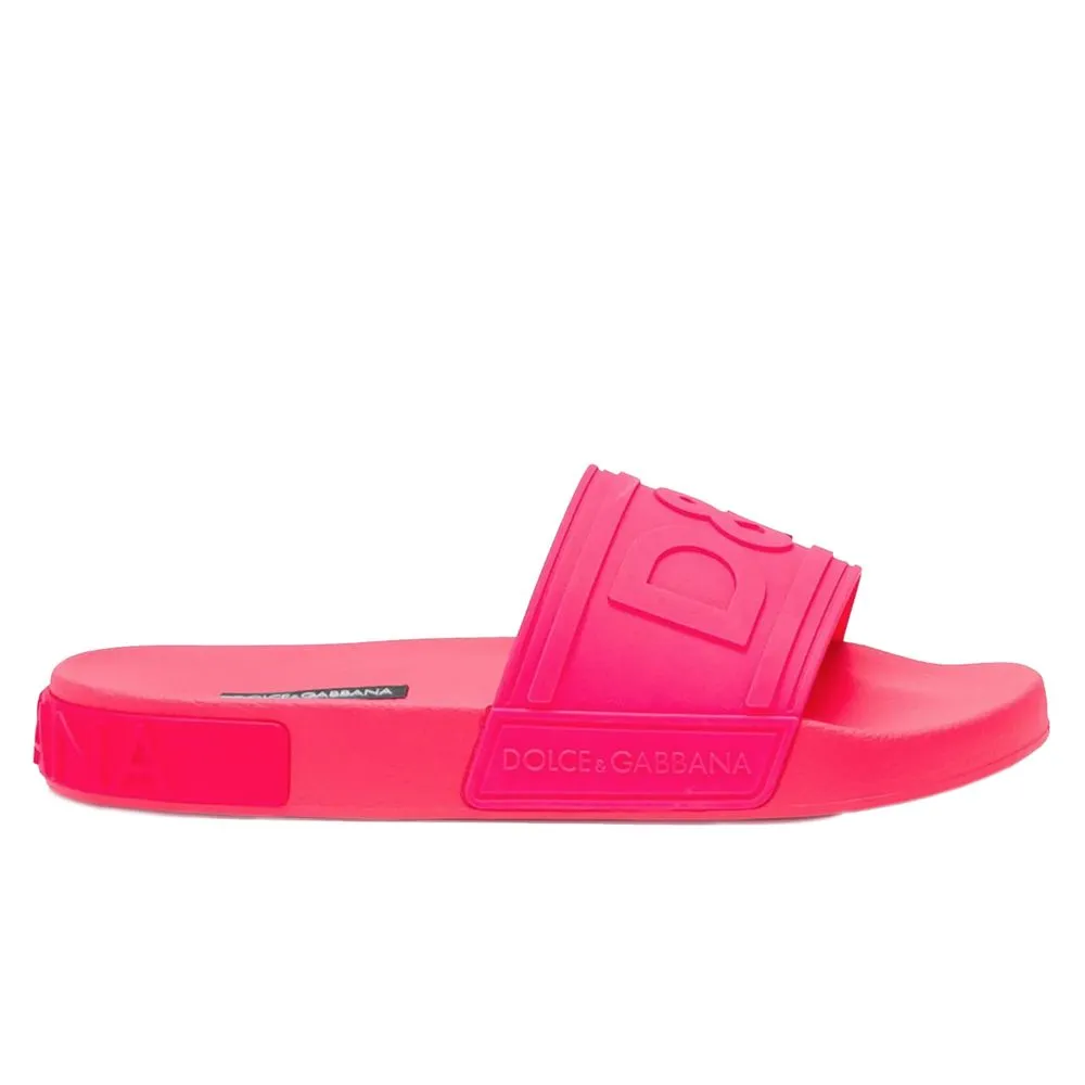 Dolce & Gabbana Women's Chic Fuchsia Rubber Slippers with Logo Detail