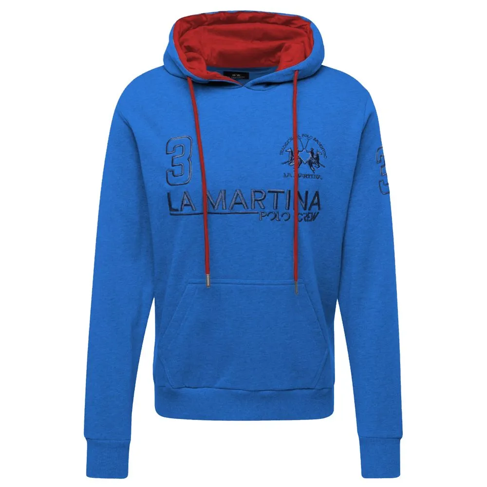 La Martina Men's Chic Blue Cotton Hooded Sweatshirt