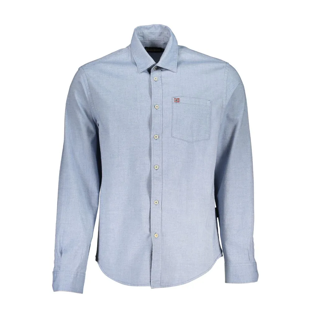 Napapijri Light Blue Cotton Men Shirt