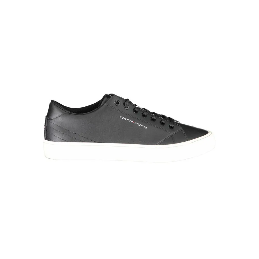 Tommy Hilfiger Black Leather Men Sneaker