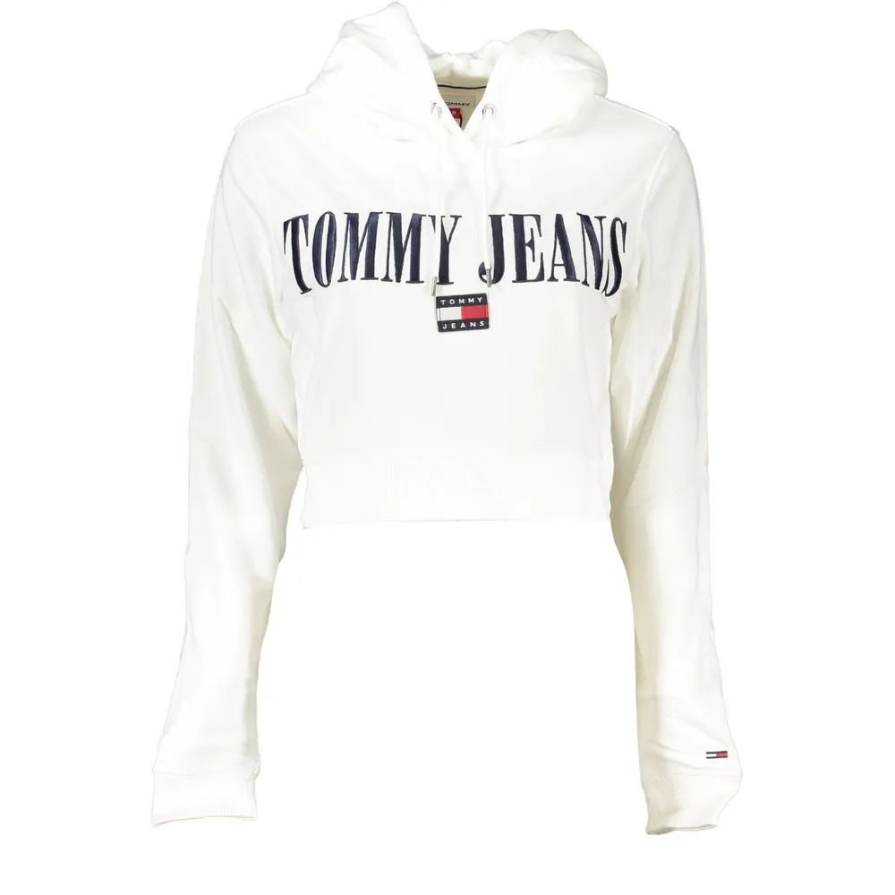 Tommy Hilfiger Women's Chic White Hooded Sweatshirt with Logo Embroidery