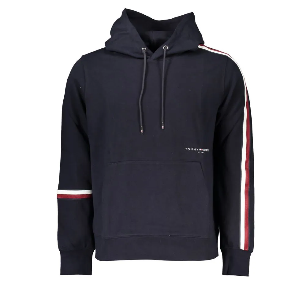 Tommy Hilfiger Men's Elevated Blue Cotton Hoodie with Contrast Detailing