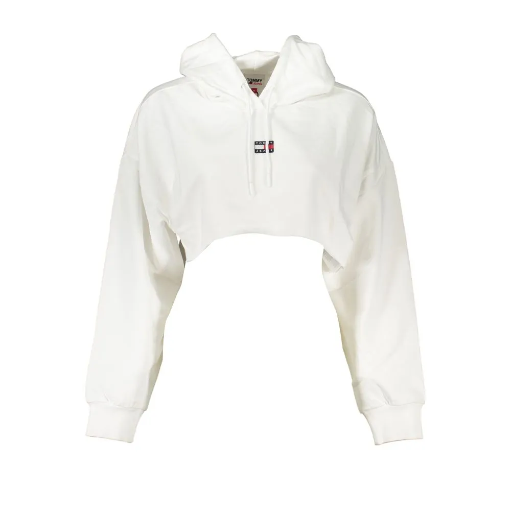 Tommy Hilfiger Women's Chic White Hooded Sweatshirt with Logo Detail