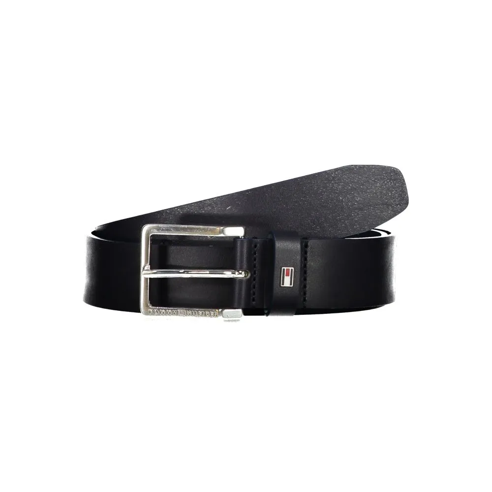 Tommy Hilfiger Men's Elegant Leather Belt with Metal Buckle