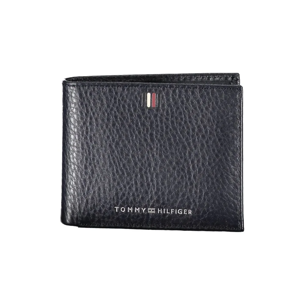 Tommy Hilfiger Men's Elegant Blue Leather Wallet with Contrast Details