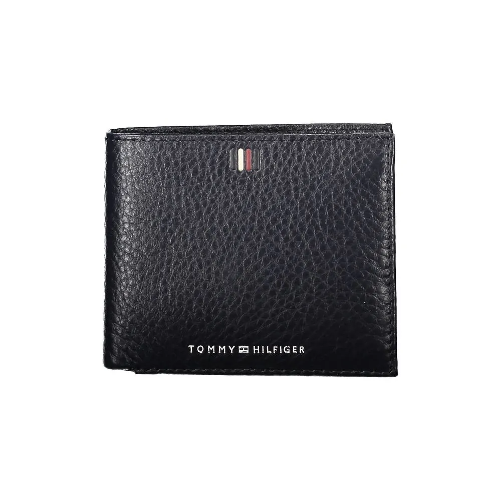 Tommy Hilfiger Men's Elegant Blue Leather Wallet with Contrast Details