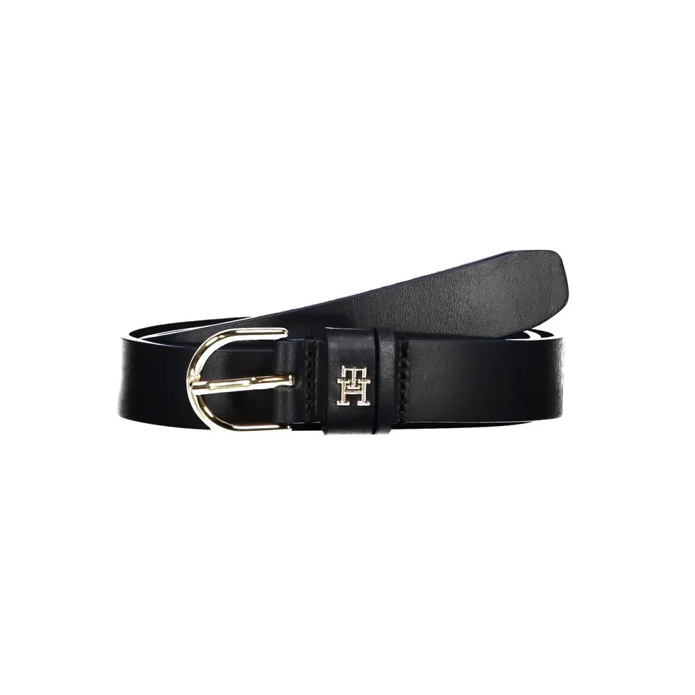 Tommy Hilfiger Women's Elegant Blue Leather Belt with Metal Buckle