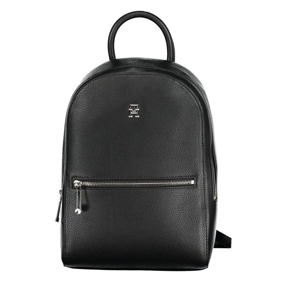 Tommy Hilfiger Women's Chic Black Designer Backpack with Logo Accent