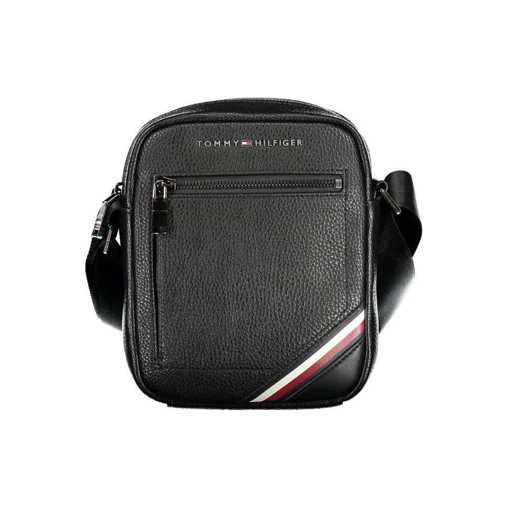 Tommy Hilfiger Men's Elegant Black Shoulder Bag with Contrast Details