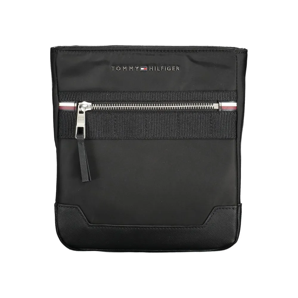 Tommy Hilfiger Men's Sleek Black Shoulder Bag with Contrasting Details