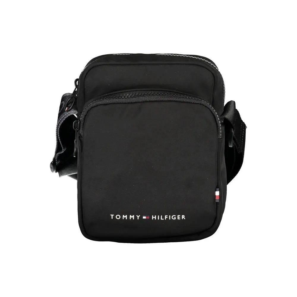 Tommy Hilfiger Men's Sleek Black Shoulder Bag with Stylish Accents