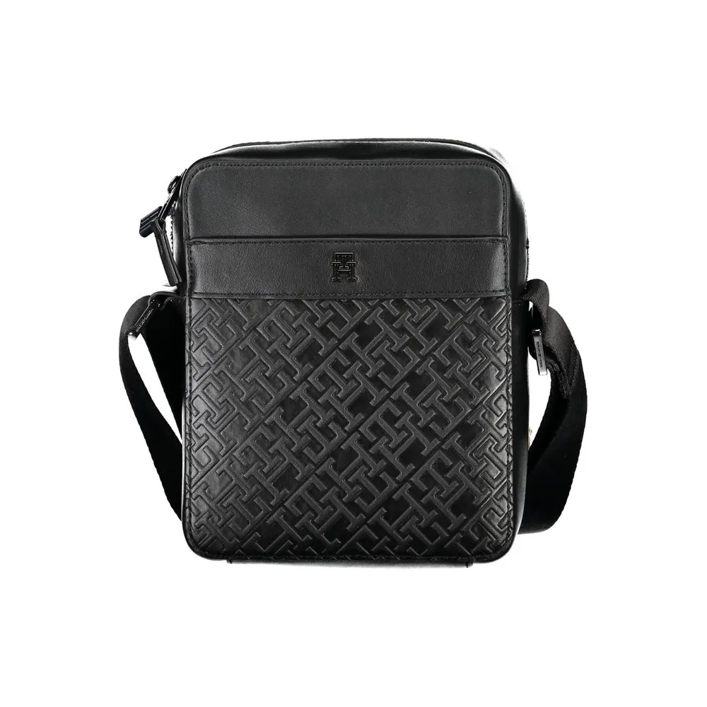Tommy Hilfiger Men's Elegant Black Shoulder Bag with Contrast Details