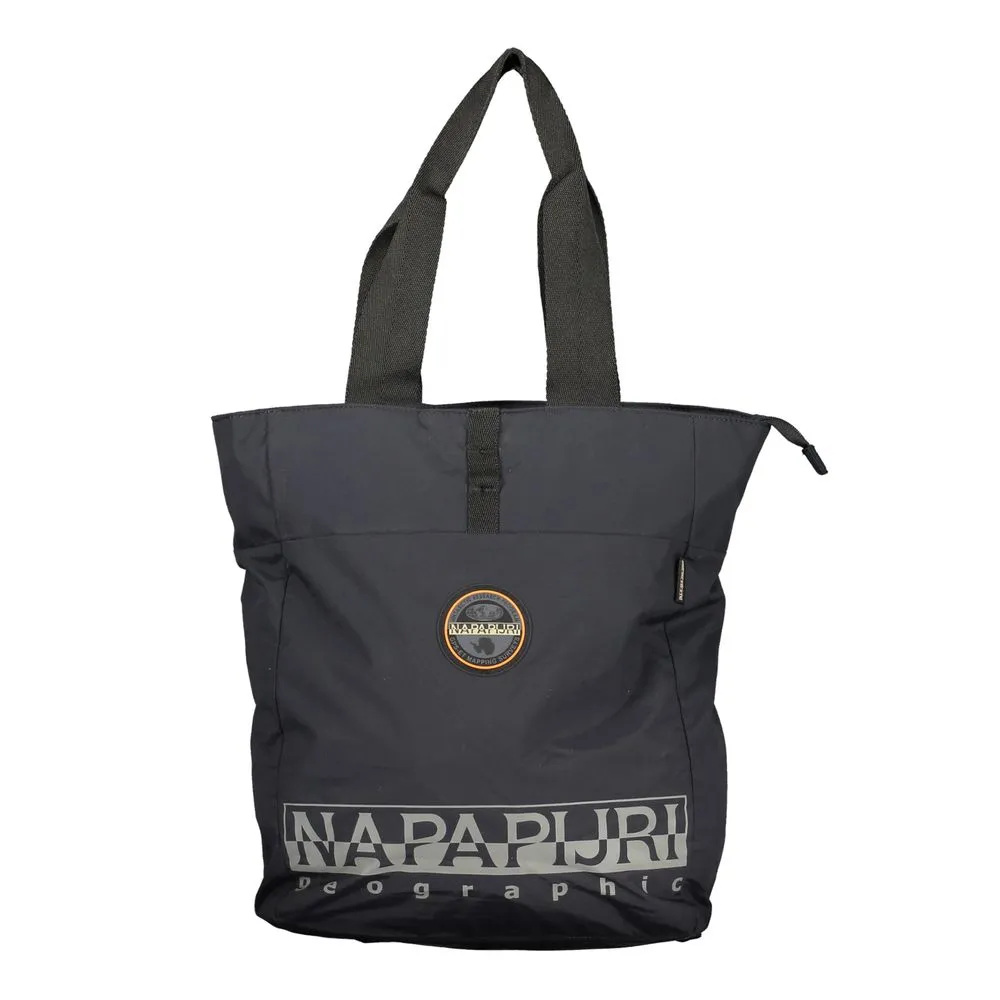 Napapijri Men's Chic Black Cotton Backpack with Contrasting Details