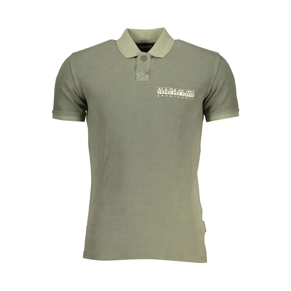 Napapijri Men's Chic Green Cotton Polo with Contrast Detailing