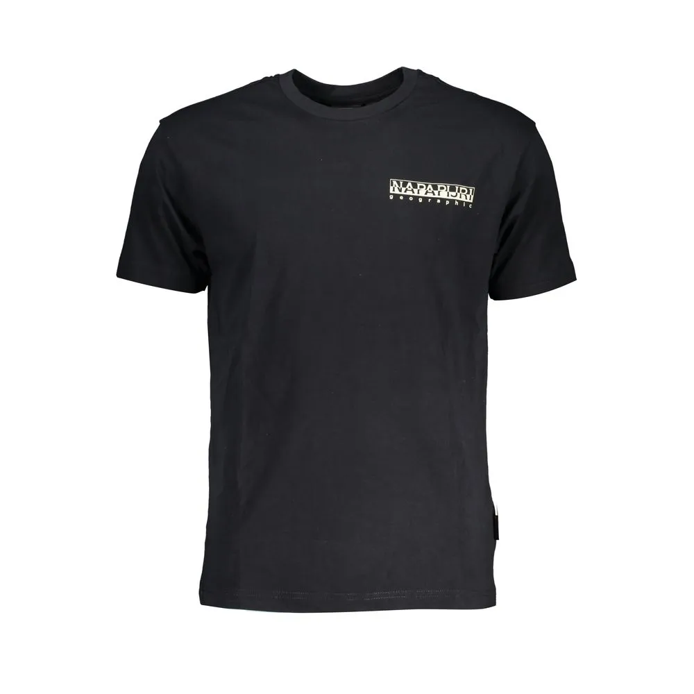 Napapijri Men's Sleek Black Printed Crew Neck Tee